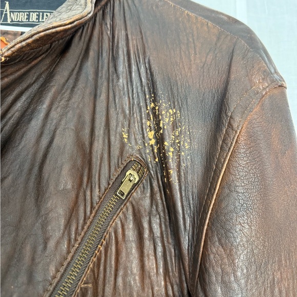 ✦ Vintage Faded Leather Moto Jacket ✦ - Picture 5 of 8